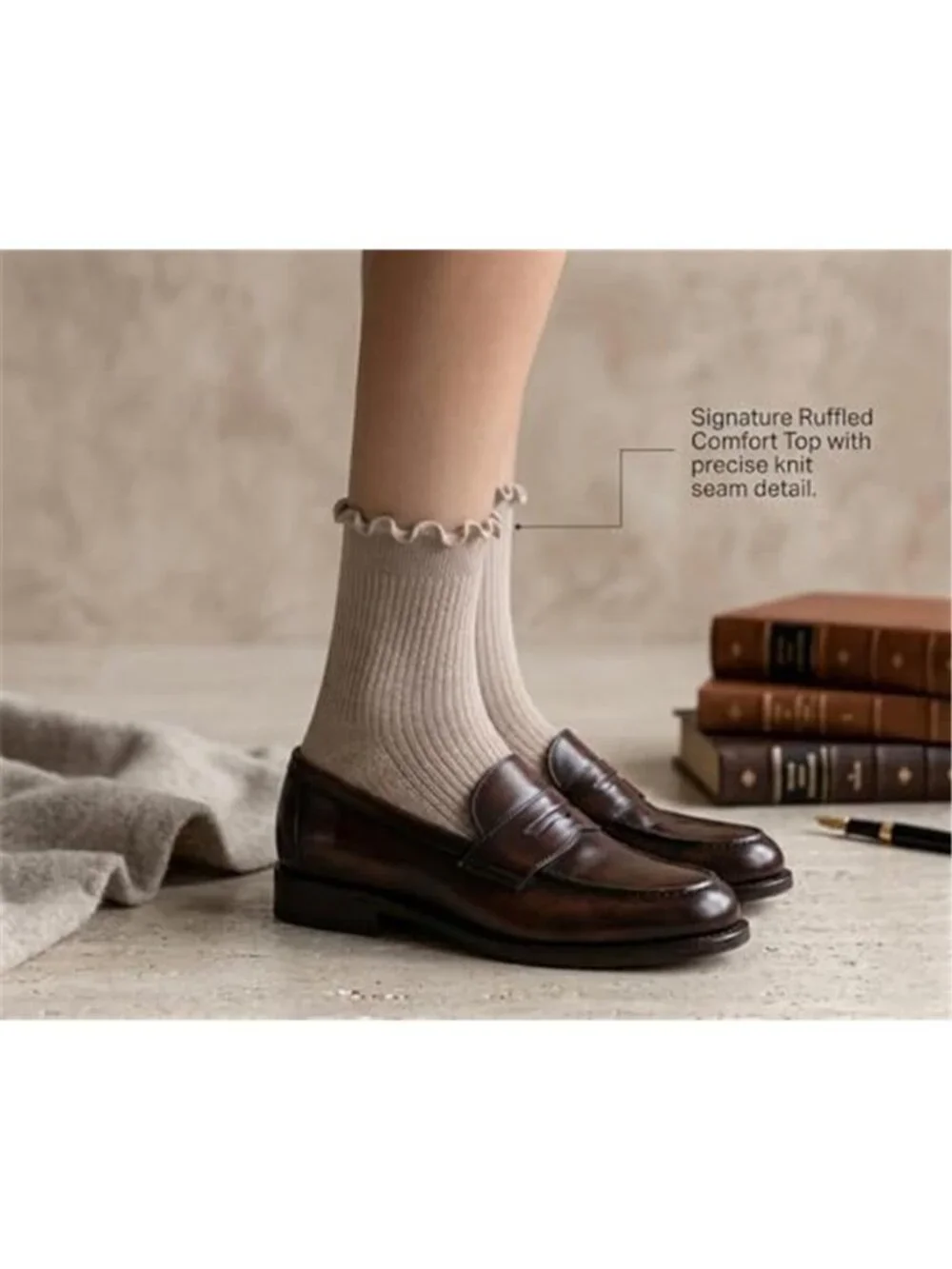 Ruffle Socks for Women 6 Pairs - Cute Frilly Crew Socks, Breathable Cotton